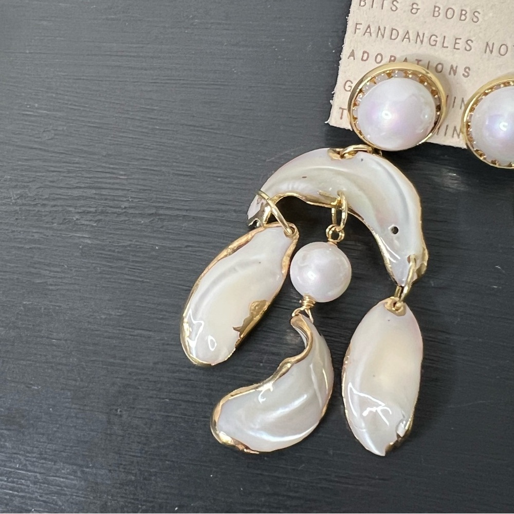 Anthropologie Pearl Enamel Chandelier Drop Earrings NWT - Picture 2 of 4